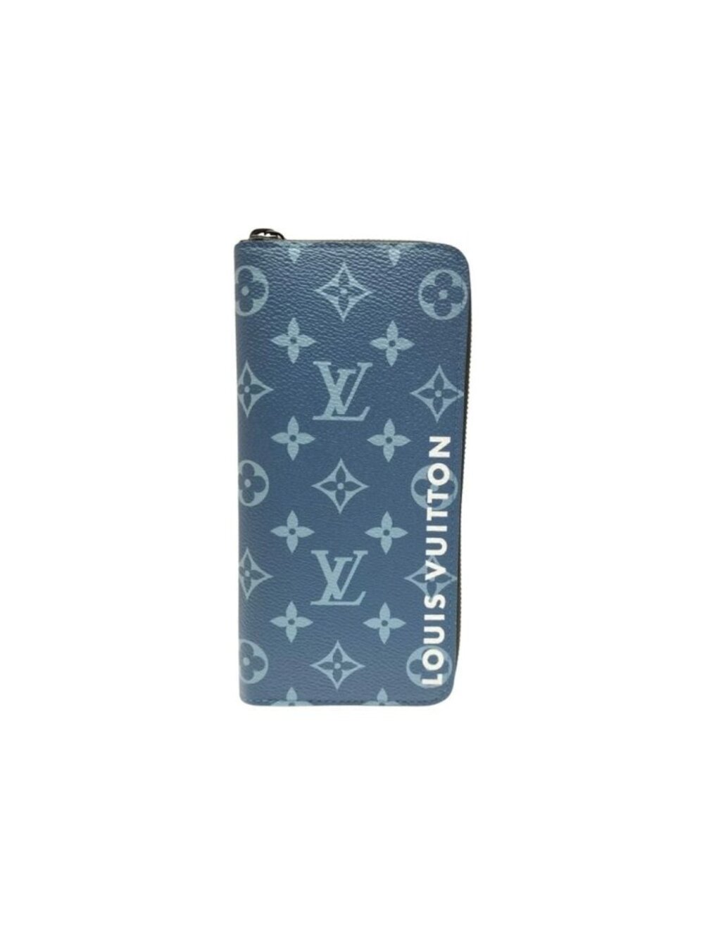 Louis Vuitton Wallet Zippy Vertical Blue Brown Monogram Zip Around